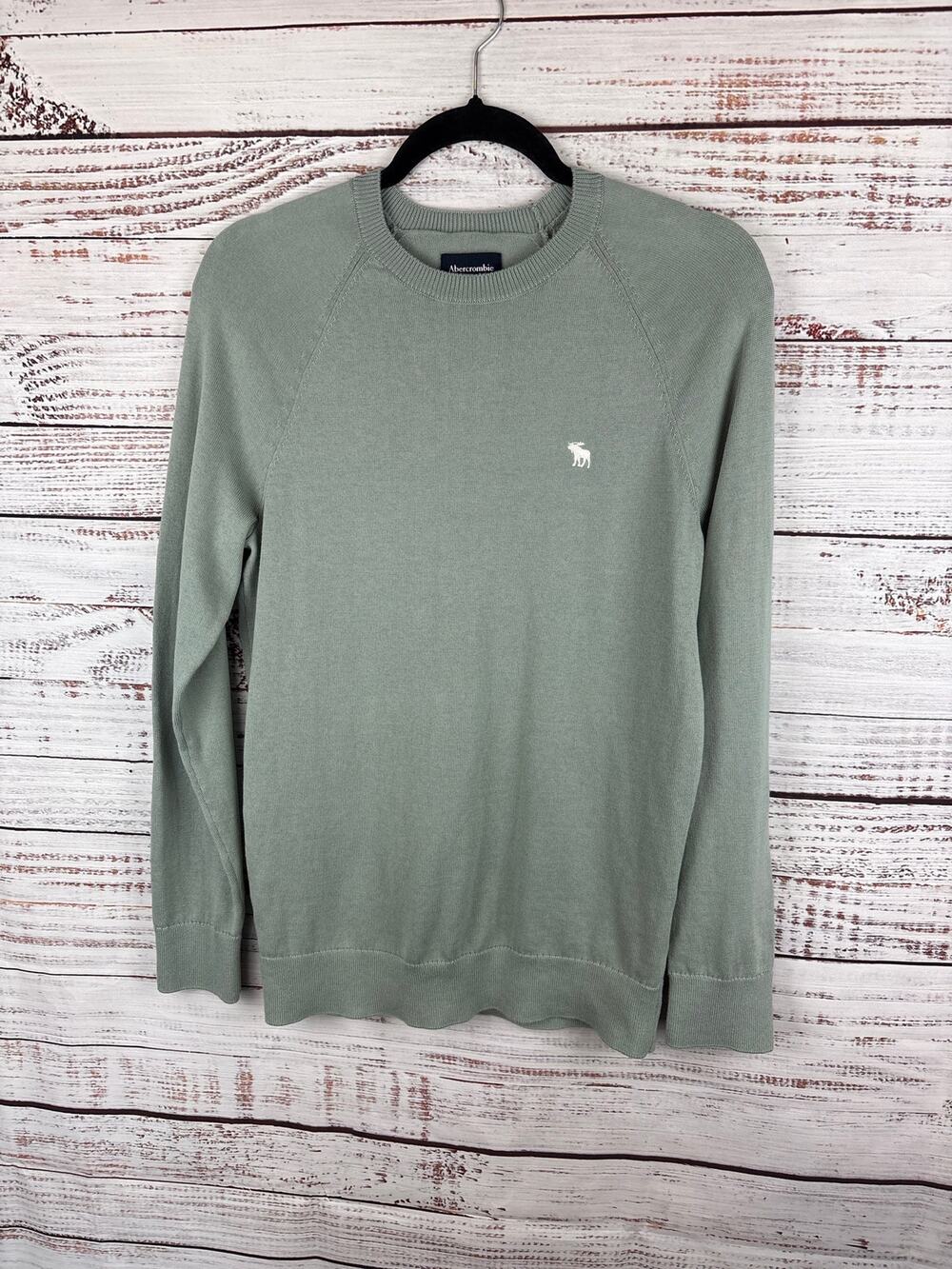 Abercrombie & Fitch Sage Green Pima Cotton Crewneck Lightweight Sweater Mens M